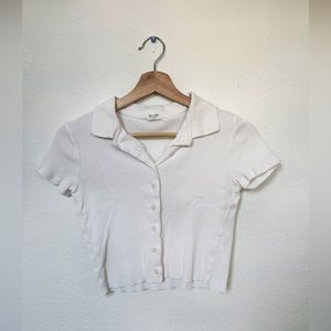 Brandy Melville Cropped White Polo